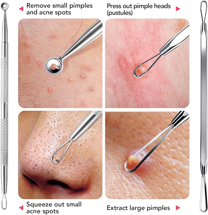 Litbear 6 Pcs Blackhead Remover Tools, Pimple Popper Tool Kit, Acne Tools - Image 6