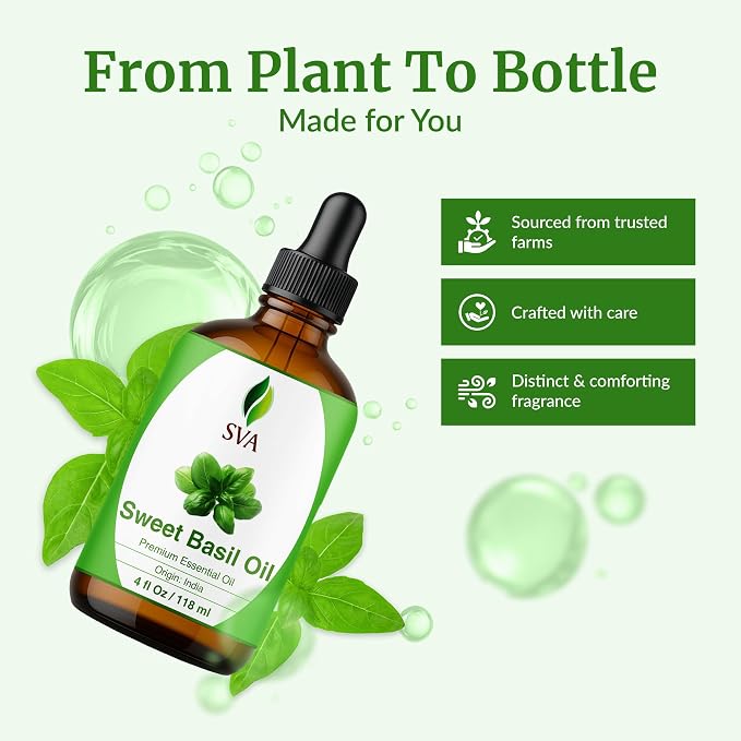 SVA Sweet Basil Essential Oil – 4 Fl Oz – 100% Natural Basil Oil - Image 4