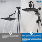 Hibbent 5-spray Dual Filtered Rainfall Shower Head Combo, High Pressure 13'' - Image 7