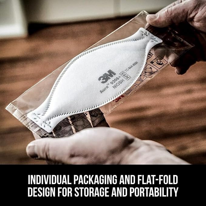 3M Aura Particulate Respirator 9205+ N95, Lightweight, 3 Panel Designed Helps - Image 8