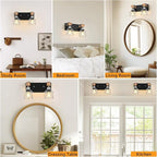 FadimiKoo Farmhouse Bathroom Light Fixtures, Rustic 2-Light Wood Vanity Lights - Image 6