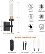 Wireless Wall Sconces with Remote Control, Battery Operated Wall Sconce Set of 2 - Image 6