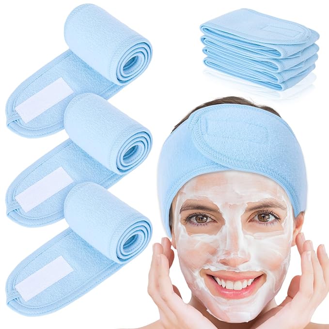 Whaline Spa Facial Headband Head Wrap Terry Cloth Headband 4 Counts Stretch by Whaline