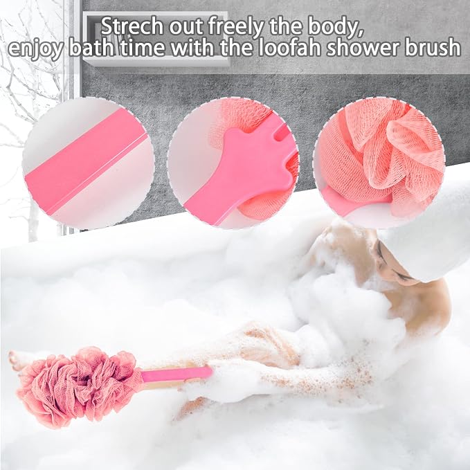 Evmliy 2Pack Back Scrubber for Shower, Loofah Sponge Brush Exfoliating Body - Image 4