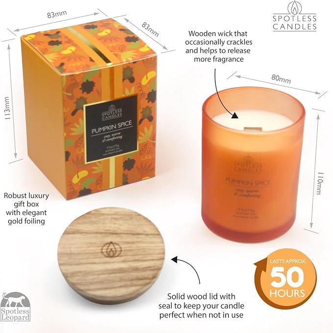 Pumpkin Spice Candle 9.7 oz: 55 Hrs Burn Time - Image 3