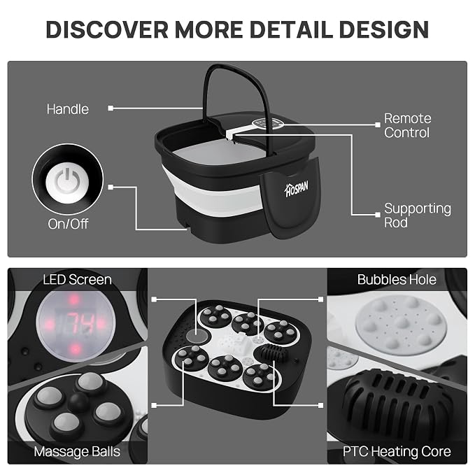 HOSPAN Collapsible Foot Spa Electric Rotary Massage, Foot Bath - Image 5