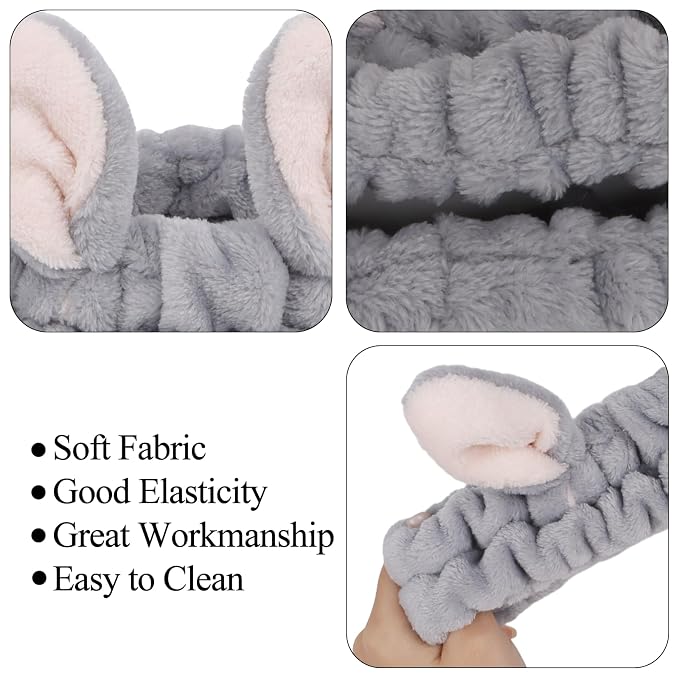 YISSION 4PCS Spa Headband cat/bear/Snail/Bunny Ears Head Band - Image 6