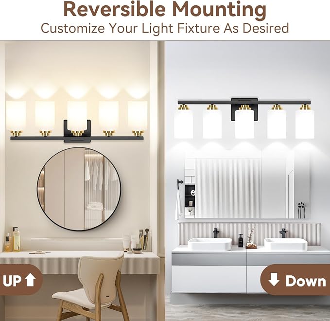 5-Light Bathroom Light Fixtures, Classic Wall Light Fixture - Image 2