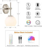 Brushed Nickel Battery Operated Wall Sconce Set of 2, Wireless Rechargeable - Image 2