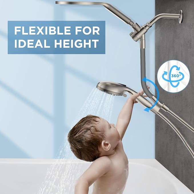Dual Handheld Shower Head Combo, 2-in-1 Rain Shower Heads System 8 Inch - Image 3