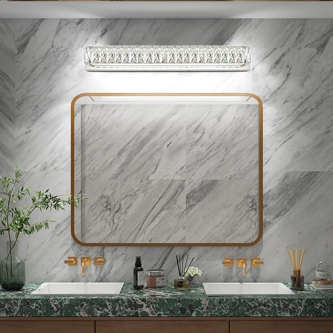 ZUZITO Modern Bathroom Light Fixtures Over Mirror 30 inch Crystal Chrome LED - Image 8