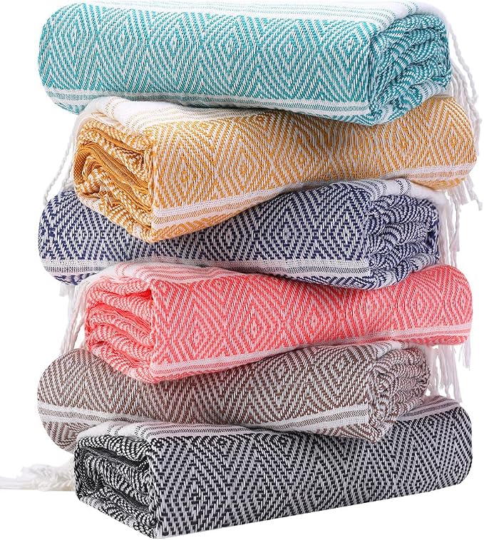 6 Packs Oversized Cotton Turkish Beach Towels Set Bulk 74"x38" Extra Large Sand by genovega