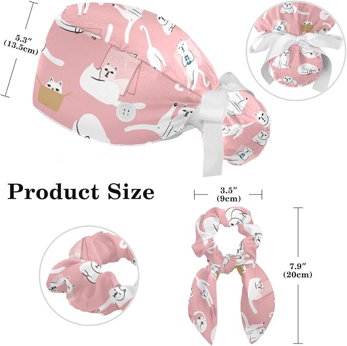 Women Working Cap with Buttons Bouffant Hat Autumn Leaves Nurse Scrub Caps Long - Image 2