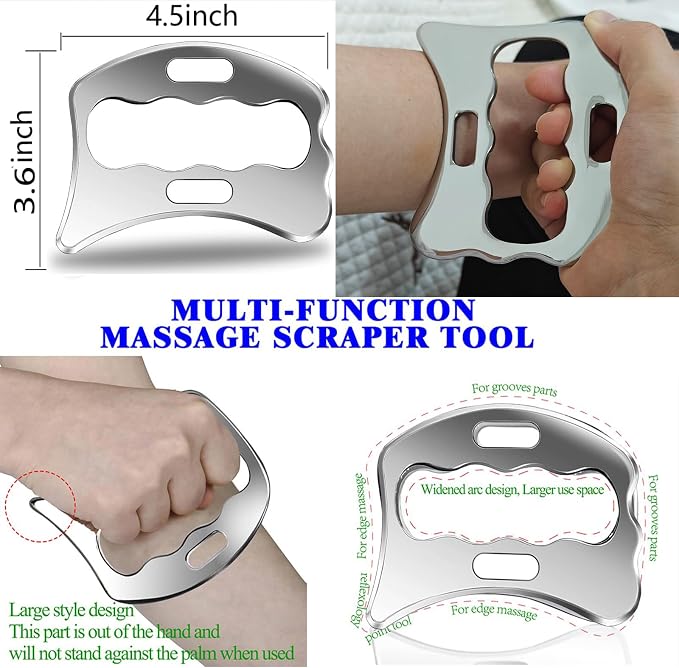 4 in 1 Stainless Steel Muscle Scraper Tool Set, Gua Sha Massage Scraper - Image 5