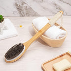 eaxun Bamboo Shower Brush with Curved Long Handle, 16.7 Inches Exfoliating Back - Image 7