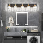 PRESDE 5-Light Crystal Bathroom Vanity Light, Modern Black and Gold Wall Sconce - Image 3