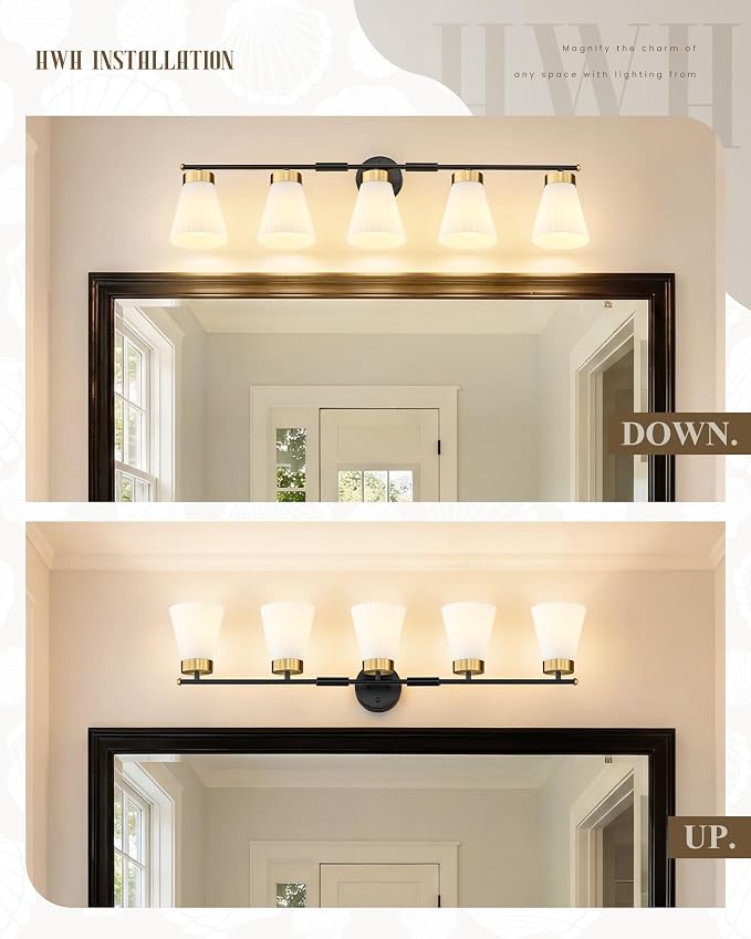Bathroom Wall Sconces, HWH 5-Light Wall Mount Lighting Fixtures - Image 4