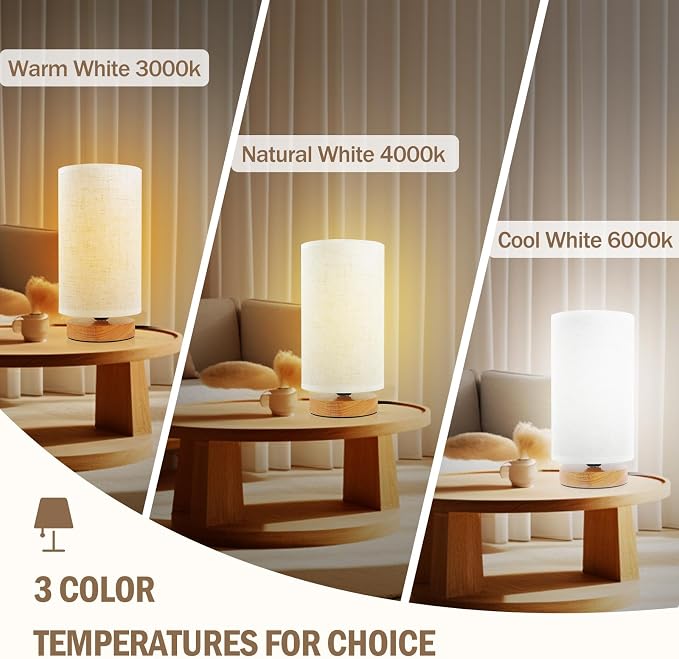 Minimalist Bedside Table Lamps for Bedrooms Set of 2, 3 Color Temperature - Image 2