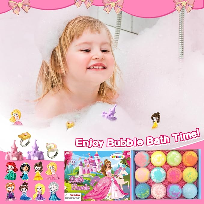 Bath Bombs for Kids with Surprise Inside Princess Toys Natural Bath Bombs - Image 5