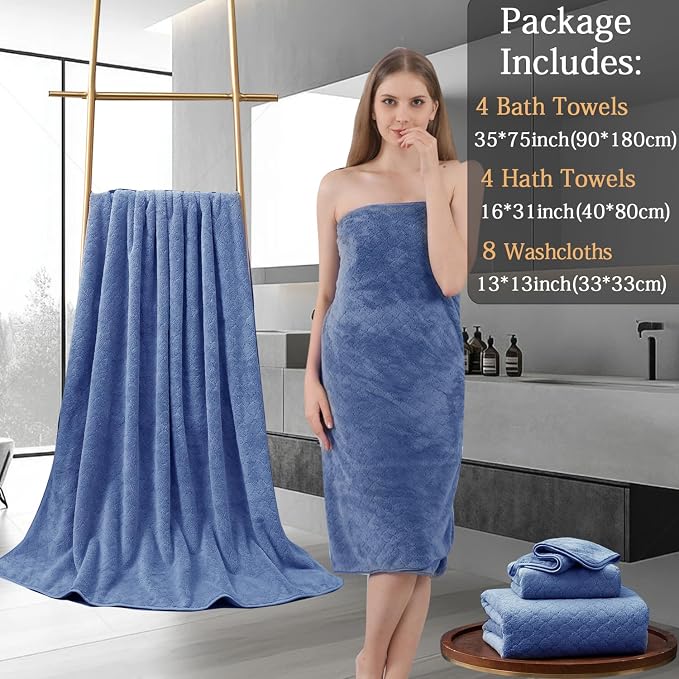 Ycosy 8-Piece Bath Towels Set, 2 Oversized Large Bath Sheet, 2 Hand Towels and - Image 5
