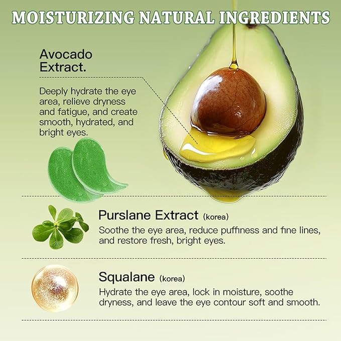 firstfly 60 Pcs Avocado Eye Mask, Under Eye Patches - Image 4