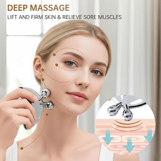 Stainless Steel Gua Sha Facial Tools, 3D Butterfly Facial Roller - Image 3