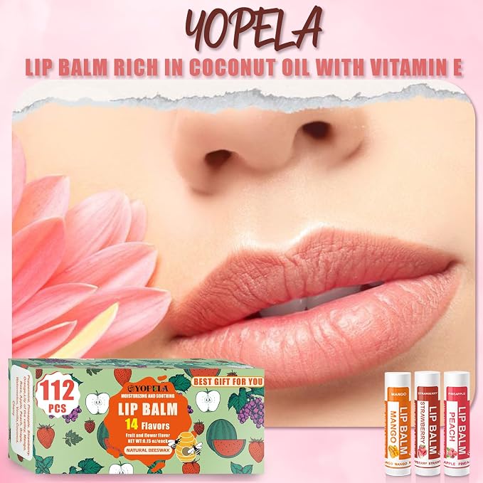 YOPELA 112 Pack Natural Lip Balm Bulk Lip Moisturizer - Image 3