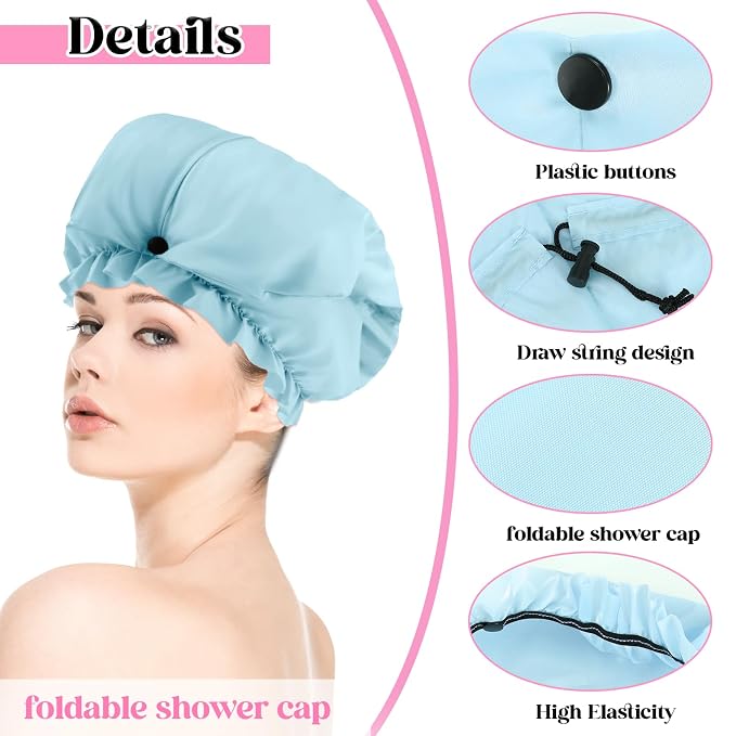 2 Pcs Large Shower Cap for Braids, Extra Long Shower Cap for Women Long Hair & - Image 3
