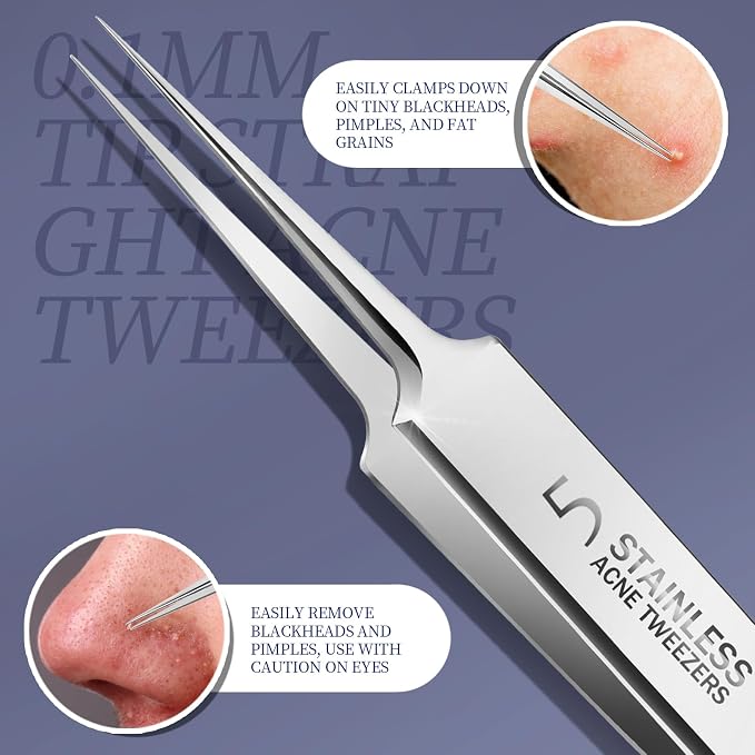 Teenitor 7 Pcs Pimple Popper Tool Kit, Surgical Grade Blackhead Remover Tools - Image 4
