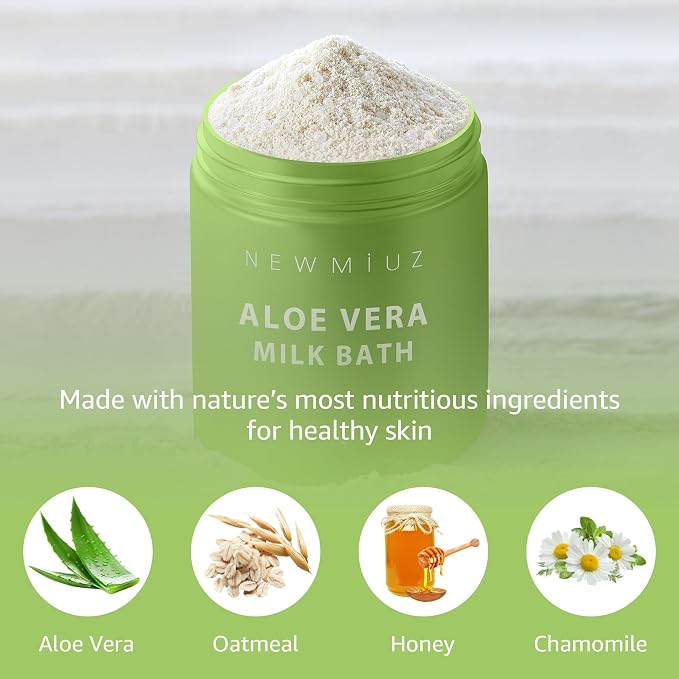 Creamy Oats Milk Bath Soak Hydrate Moisturize Soften Skin Aloe Vera Honey - Image 3