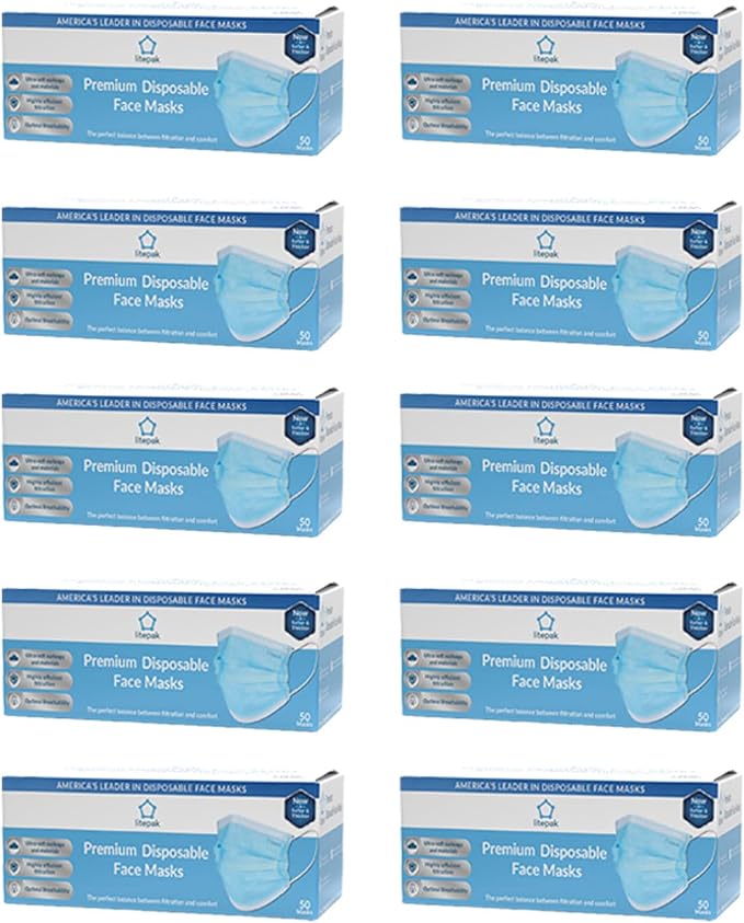 Litepak 500pcs Premium Disposable Face Mask SOFT 3ply Nose Wire - Image 2