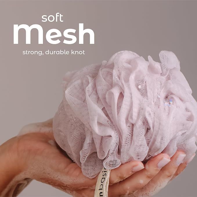 MainBasics Bath Shower Loofah Sponge Pouf Body Scrubber Exfoliator Body Wash - Image 3