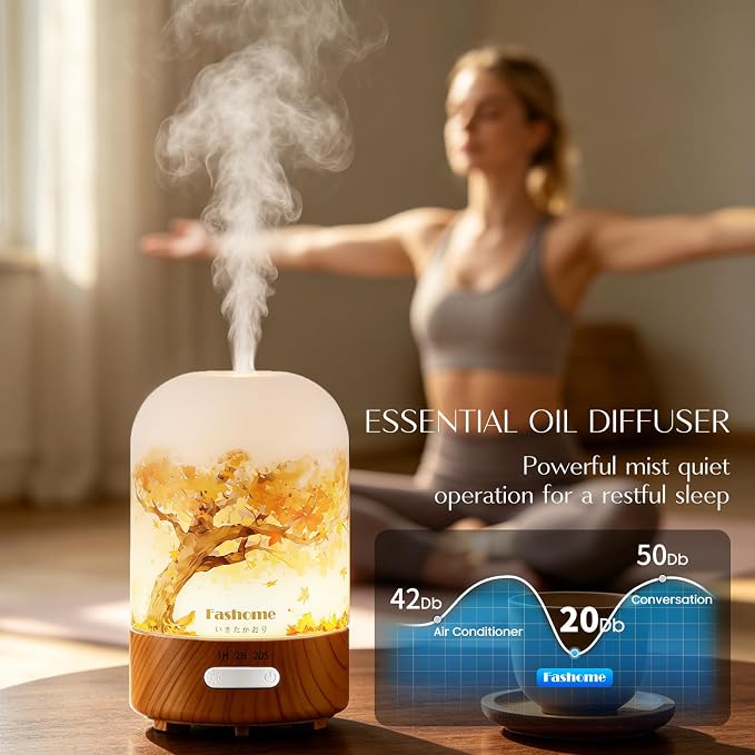 Essential Oil Diffuser, Hand Blown Glass Aromatherapy Diffuser, Ultrasonic Cool - Image 4