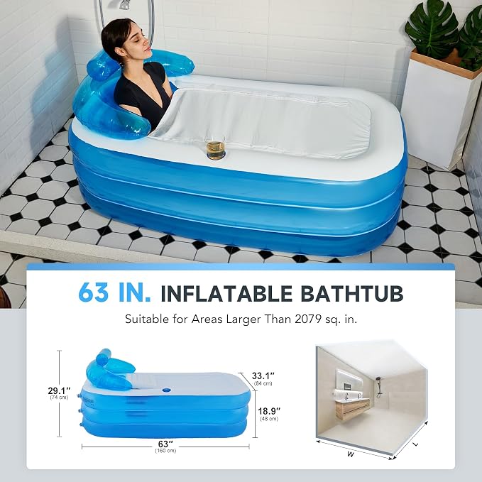 CO-Z Inflatable Bathtub with Electric Air Pump and Bath Pillow Headrest - Image 4