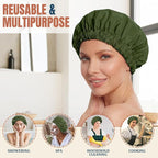 Reusable Shower Cap for Women, Large Waterproof Shower Bonnet - Image 3