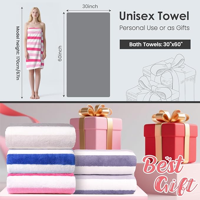 JML Microfiber Bath Towels Set of 4, Large Bathroom Towel - Image 2