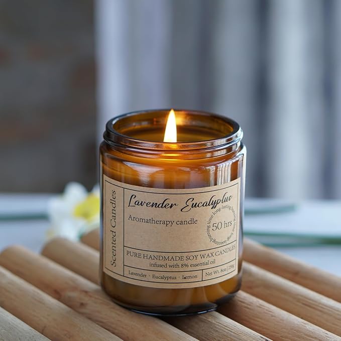 Lavender Eucalyptus Candles for Home Scented - 8oz Aromatherapy Candles for - Image 3