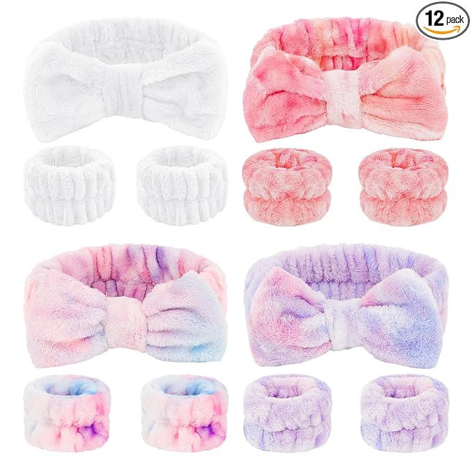 CIEHER 12 PCS Makeup Headband for Women Wrist Washband Scrunchies Cuffs for by CIEHER