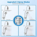 Hibbent Dual Filter All Metal 12" Rainfall Showerhead Combo, High Pressure - Image 3