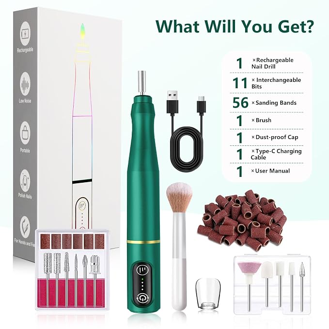 TUOBEO Cordless Nail Drill Electric Rechargeable File Kit, Professional Efile - Image 9