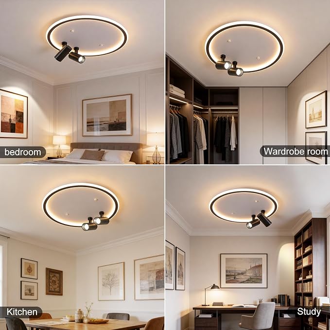 Shine LUEST Modern LED Bedroom Ceiling Light, 2 Adjustable Spotlights, Dimmable - Image 9