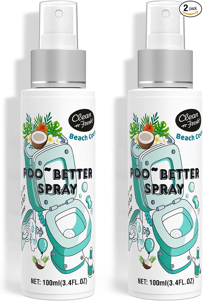 Clean-n-Fresh Toilet Spray 6.8 Fl.Oz, Poop Spray Beach Coco, Bathroom Air by Clean-n-Fresh