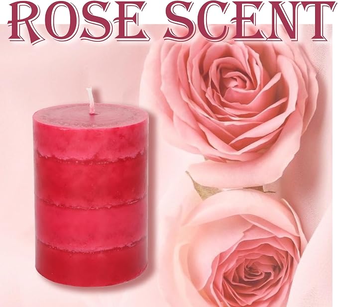 Scented Pillar Candles Long-Lasting Burning No Drip Candles Red 3x4 inch - Image 2