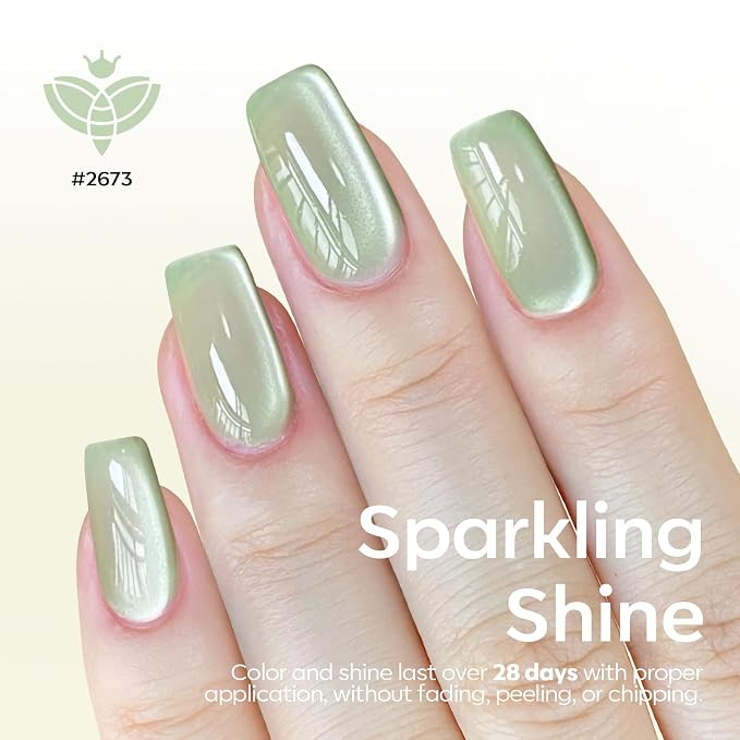 Modelones Cat Eye Gel Nail Polish, 6 Colors Glitter Summer Pink Blue Green Blue - Image 3