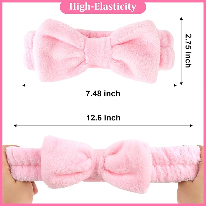 Ondder 8 Pcs Pink Spa Headband Microfiber Makeup & Face Wash Headbands - Image 6