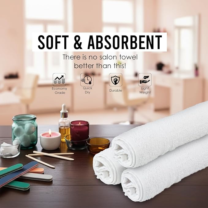 100% Cotton Salon Towels Set of 50|400 GSM|Bulk Hand Towel|Cotton Salon - Image 3