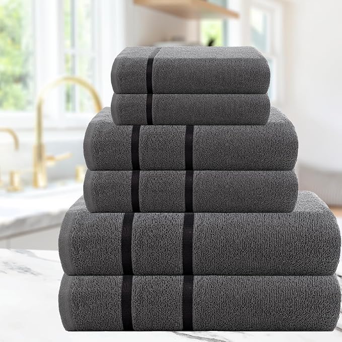 CASA COPENHAGEN Eternal 6 Pieces Towel Set- Pine Grey, 500 GSM 2 Bath Towel 2 - Image 4