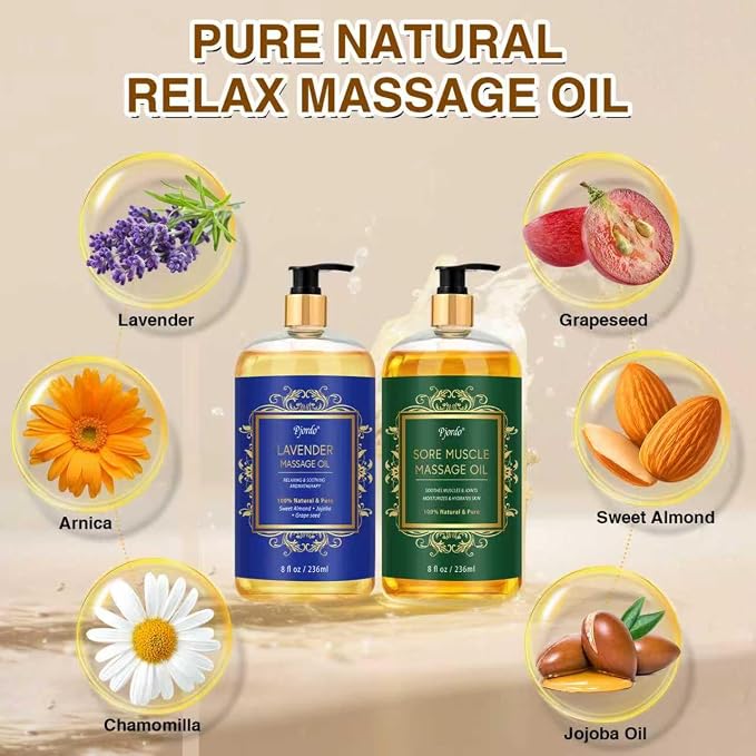 Pjordo 2 Pack Body Massage Oil for Massage Therapy, Sore Muscle Arnica Oil & - Image 2