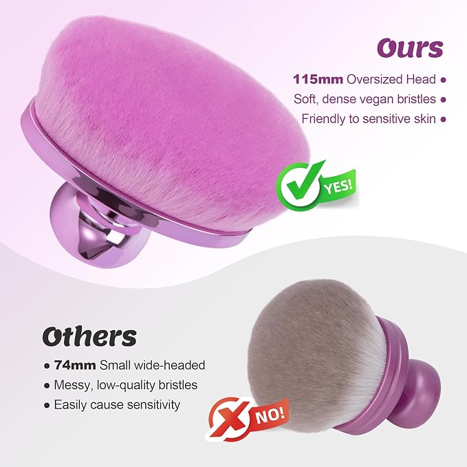 Extra Large Body Makeup Brush for Self Tanner – 115mm Wide Oval Kabuki Body - Image 3