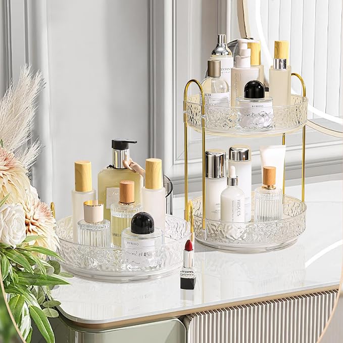 Fangoo 3 Tiers Clear Rotating Makeup Organizer - Image 5